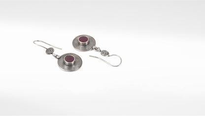 Sangeeta Boochra Red Tribal Silver Earrings