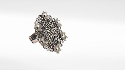 Sangeeta Boochra Tribal Silver Adjustable Ring