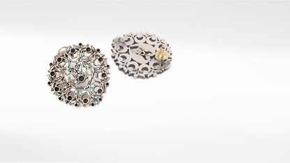 Sangeeta Boochra Blue Black Tribal Silver Earrings