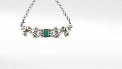 Sangeeta Boochra Green Tribal Silver Choker Necklace