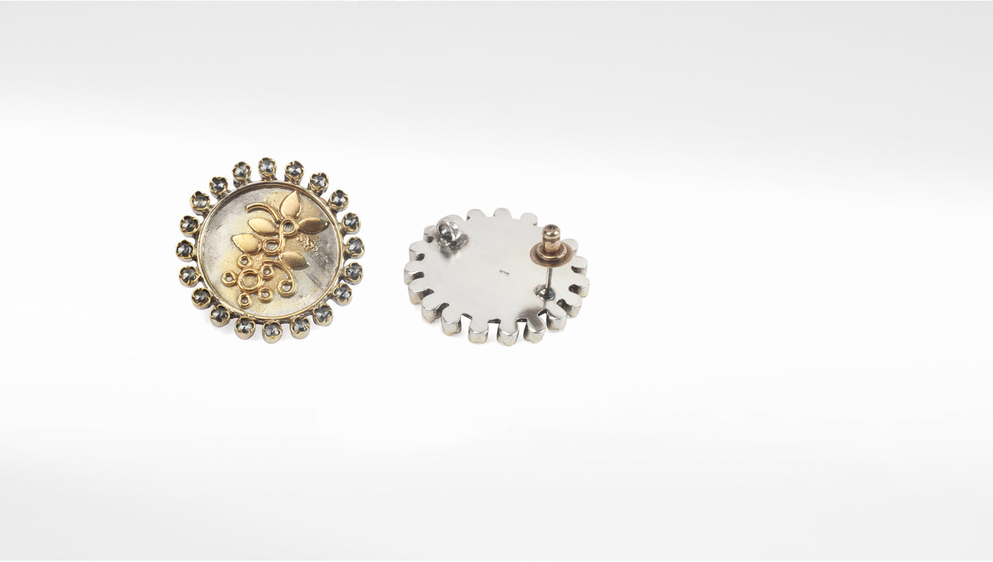 Sangeeta Boochra Dual Tone Tribal Silver Earrings