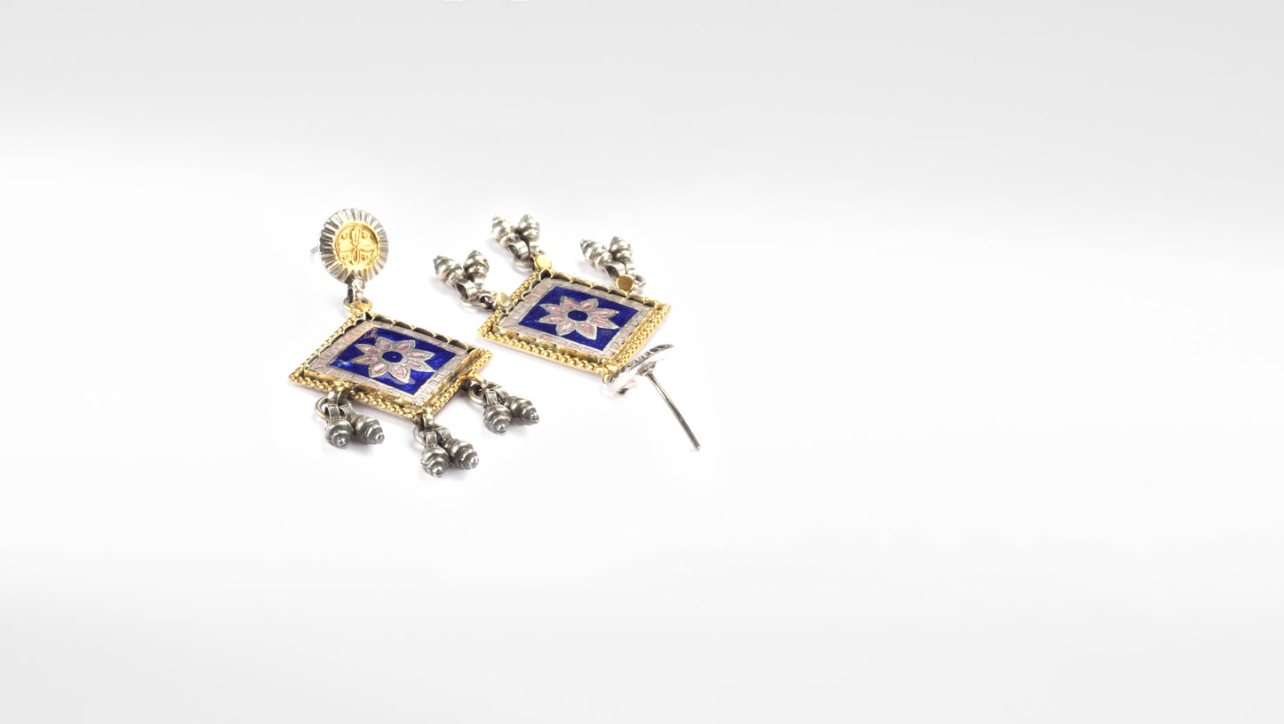 24k Gold Plated Aaftaab Silver Necklace with Earrings