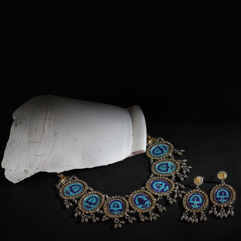 24k Gold plated silver Fitoor Necklace with Earrings