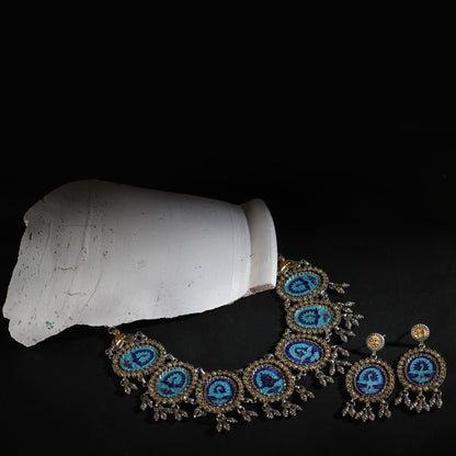 24k Gold plated silver Fitoor Necklace with Earrings