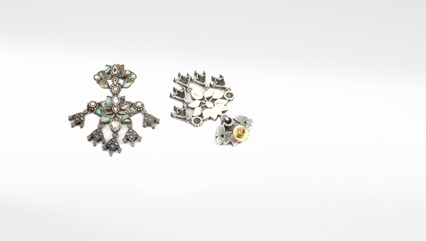 Sangeeta Boochra Multicolor Tribal Silver Earrings