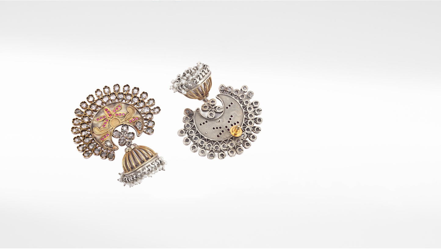 Sangeeta Boochra Dual Tone Tribal Silver Earrings