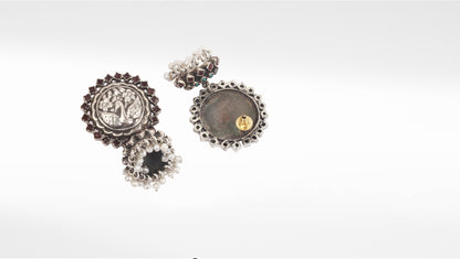 Sangeeta Boochra Tribal Silver Earrings With Pearls