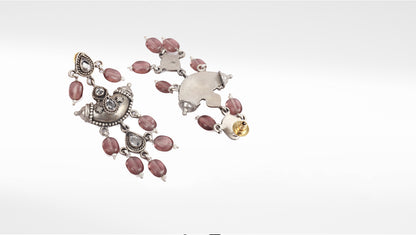 Sangeeta Boochra Pink Tribal Silver Earrings
