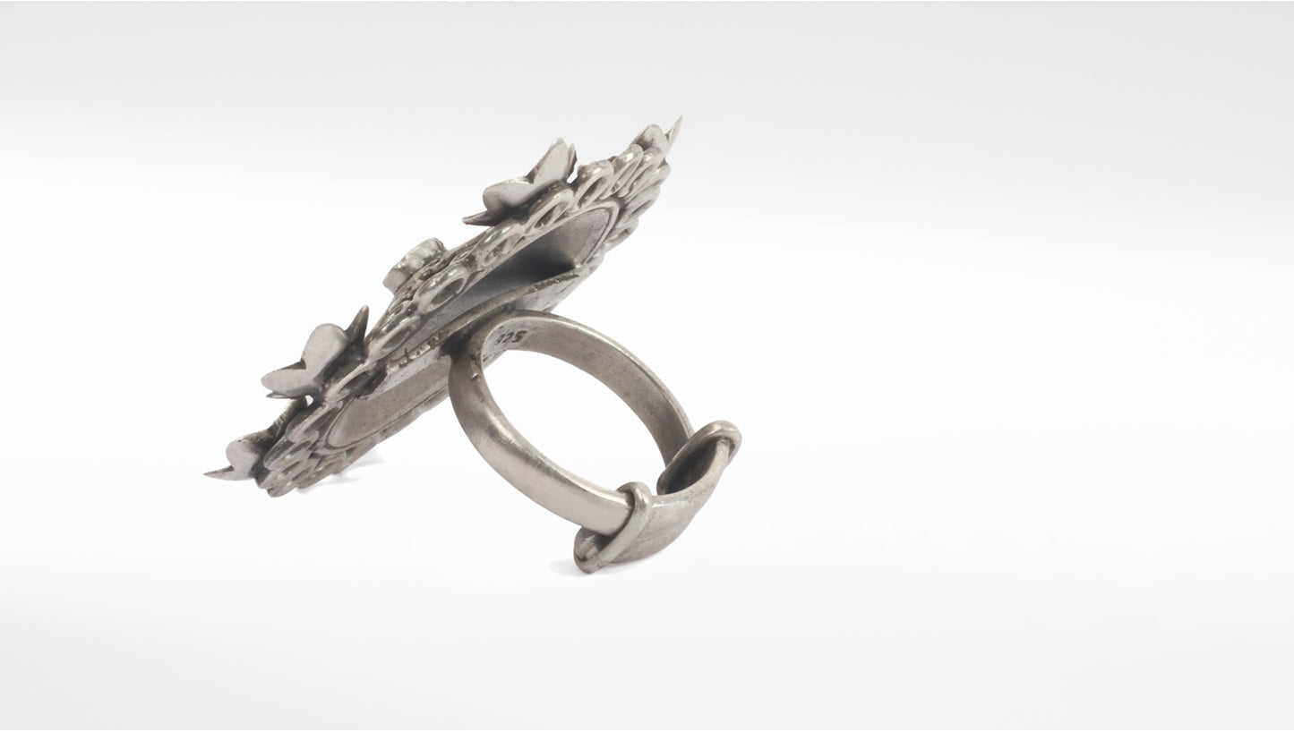 Sangeeta Boochra Tribal Silver Adjustable Ring
