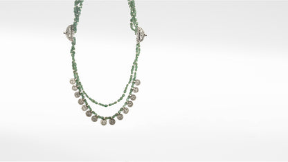 Sangeeta Boochra Green Tribal Silver Necklace