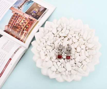 Sangeeta Boochra Tribal Silver Earrings With Hydro Coloured Glass