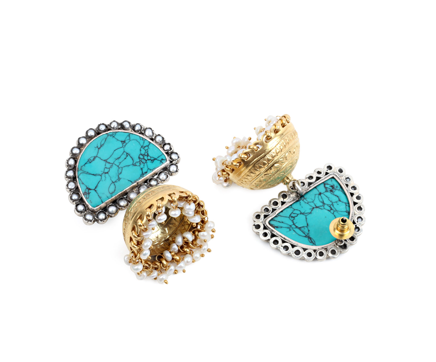 Sangeeta Boochra Dual Tone Silver Earrings With Hydro Coloured Glass