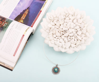 Sangeeta Boochra Kundan Silver Pendant With Turquoise