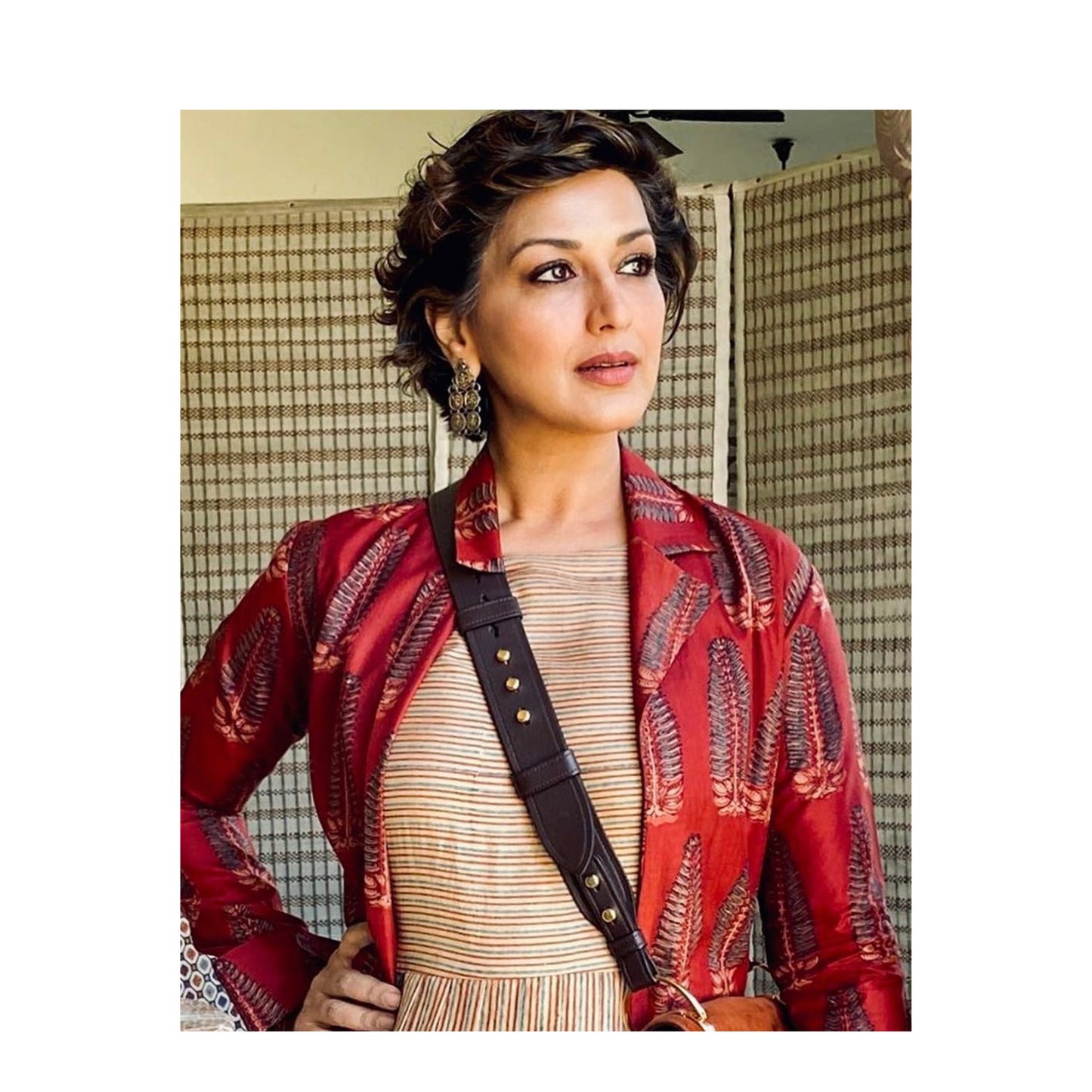 Sonali Bendre in Sangeeta Boochra Silver Handmade Earrings With 24k Gold Plating