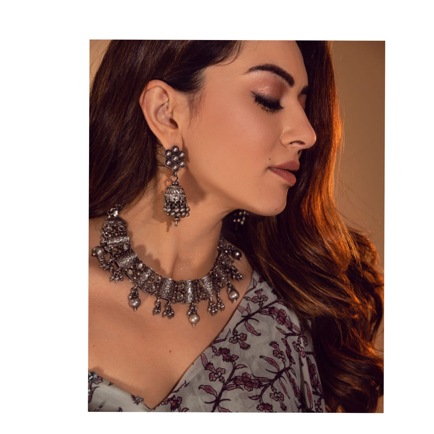 Hansika Motwani in Sangeeta Boochra Earrings And Necklace
