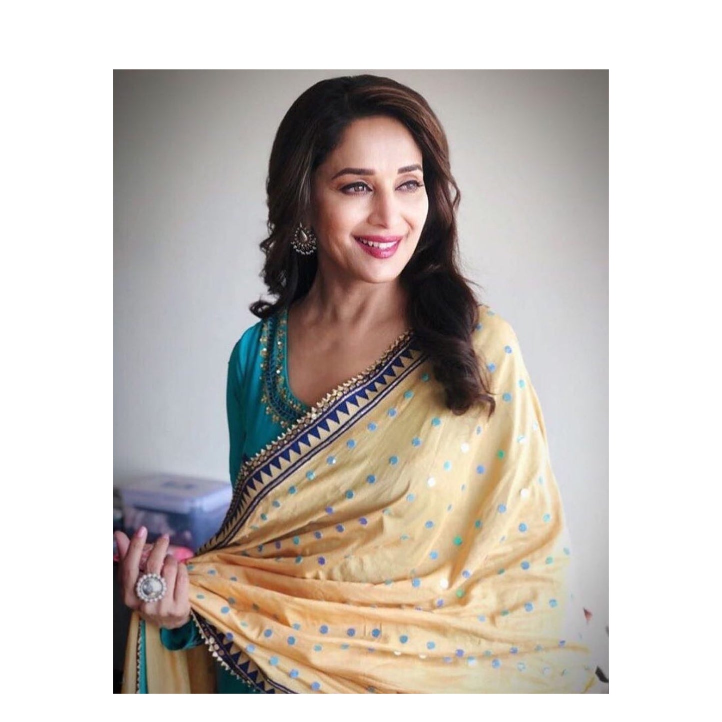 Madhuri Dixit in Sangeeta Boochra Ring and Earrings