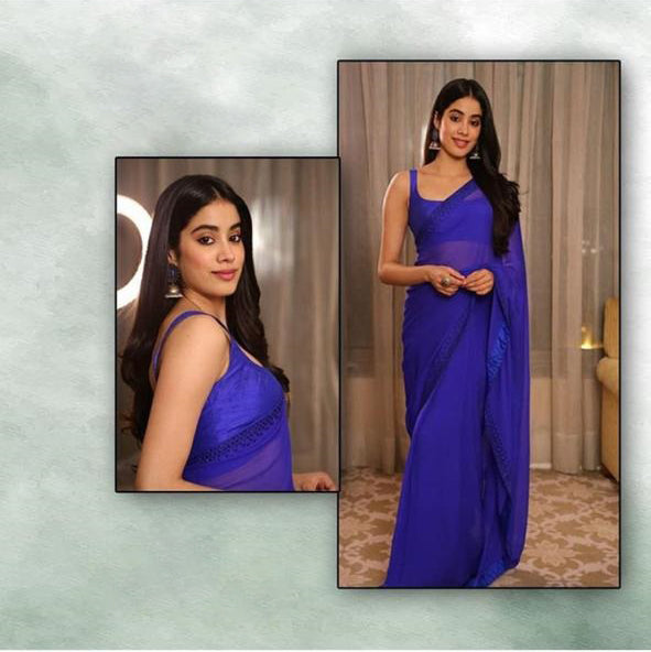 Janvi Kapoor in Silver Earrings