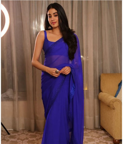 Janvi Kapoor in Silver Earrings