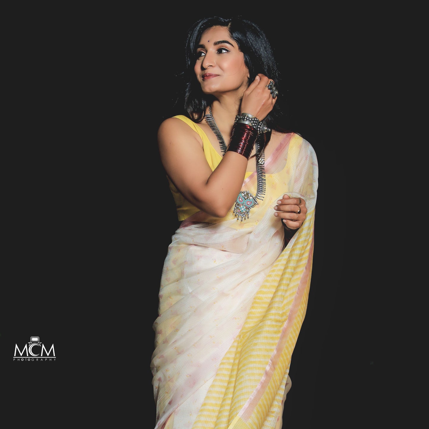 Krishi Thapanda in Silver Necklace