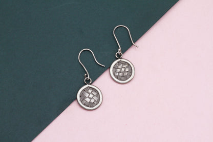 Round Handcrafted  Silver Dangle Earring