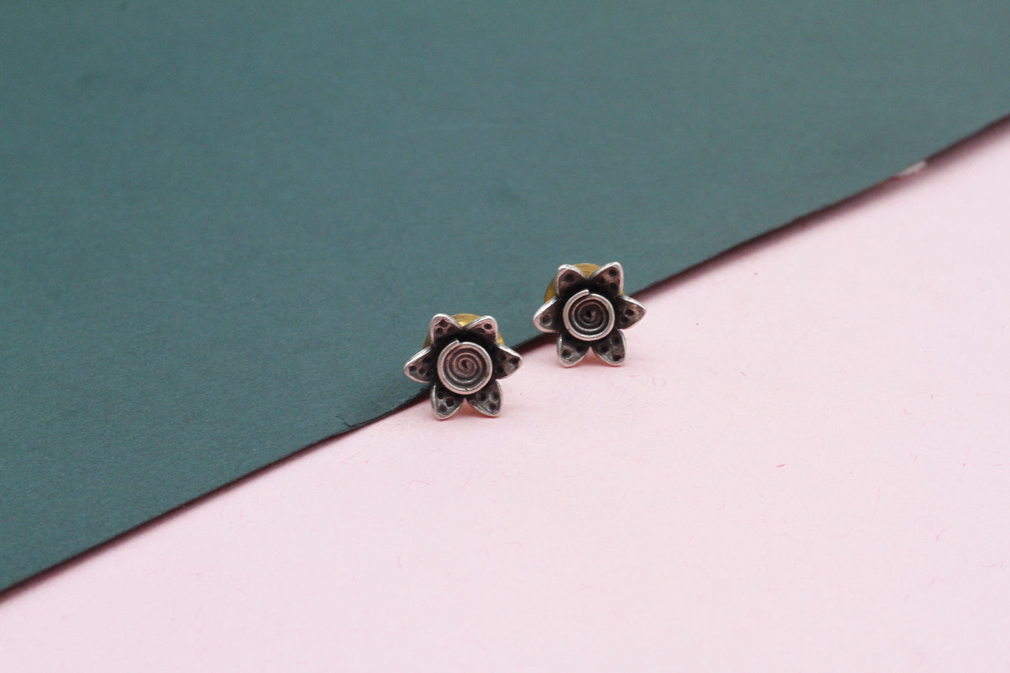 Unique Floral Shape silver Studs