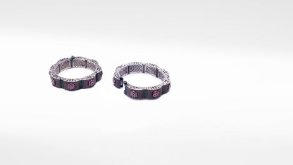 Beautiful Oxidized Silver Gemstone Studded Hand Bangles