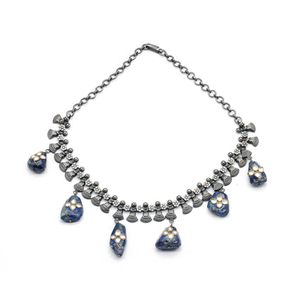 Lapis handcrafted silver unique designer Necklace