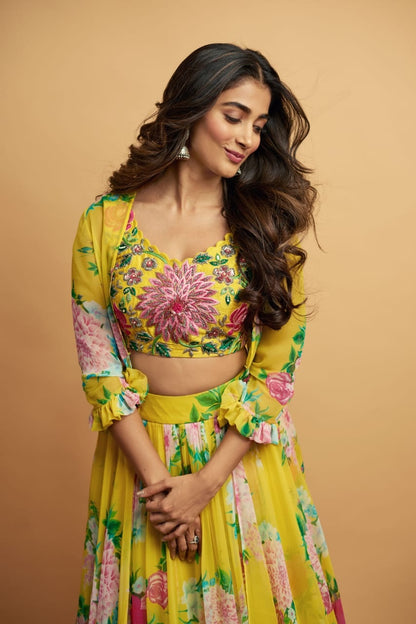 Pooja Hegde in Sangeeta Boochra Silver Jhumkas