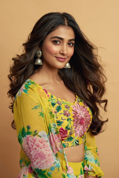 Pooja Hegde in Sangeeta Boochra Silver Jhumkas