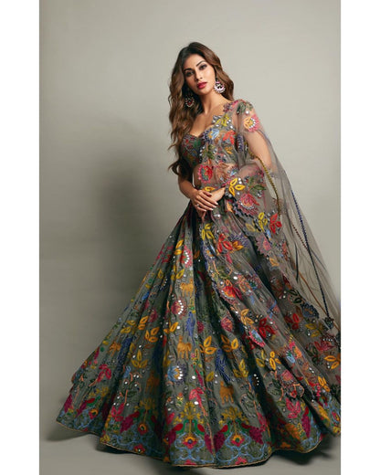 Mouni Roy in Silver Earrings With Kundan Stone