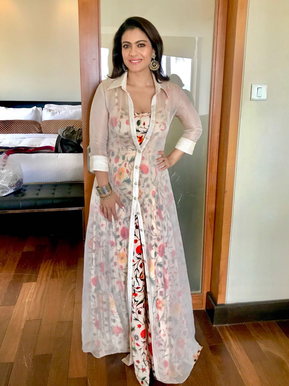 Kajol Devgan in Silver Handcrafted  Earrings and Bangles