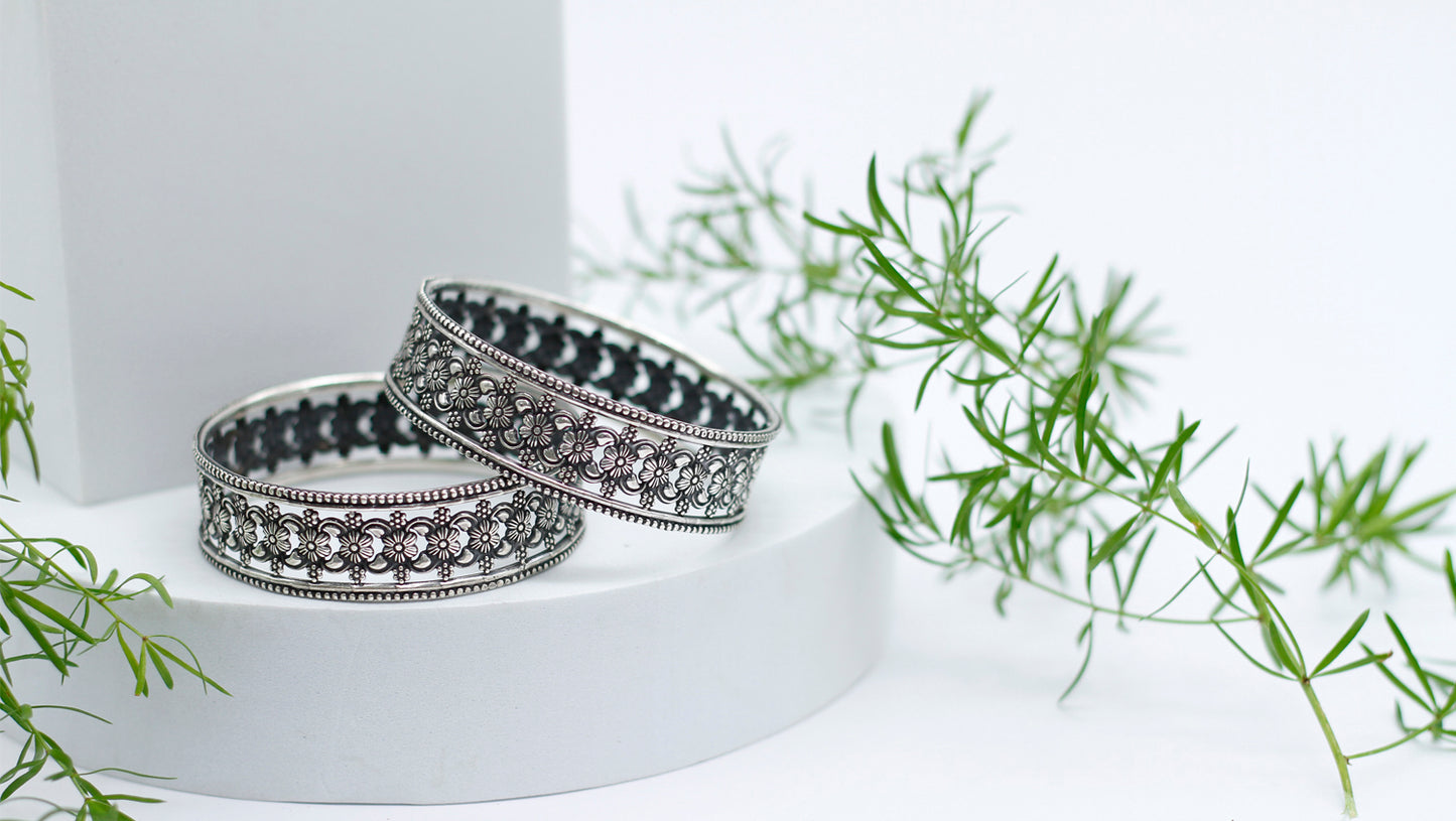 Traditional Oxidized Silver Bangle