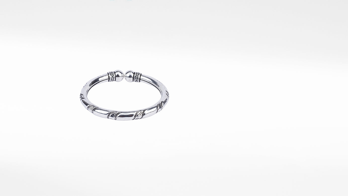Beautifully handcrafted silver bangle pair for girls