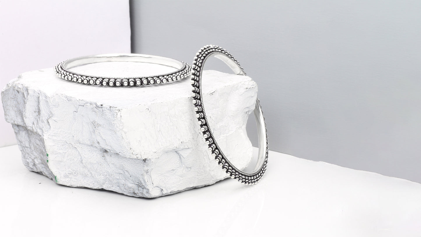 Craftsmanship Handcrafted Silver Bangles by Sangeeta Boochra