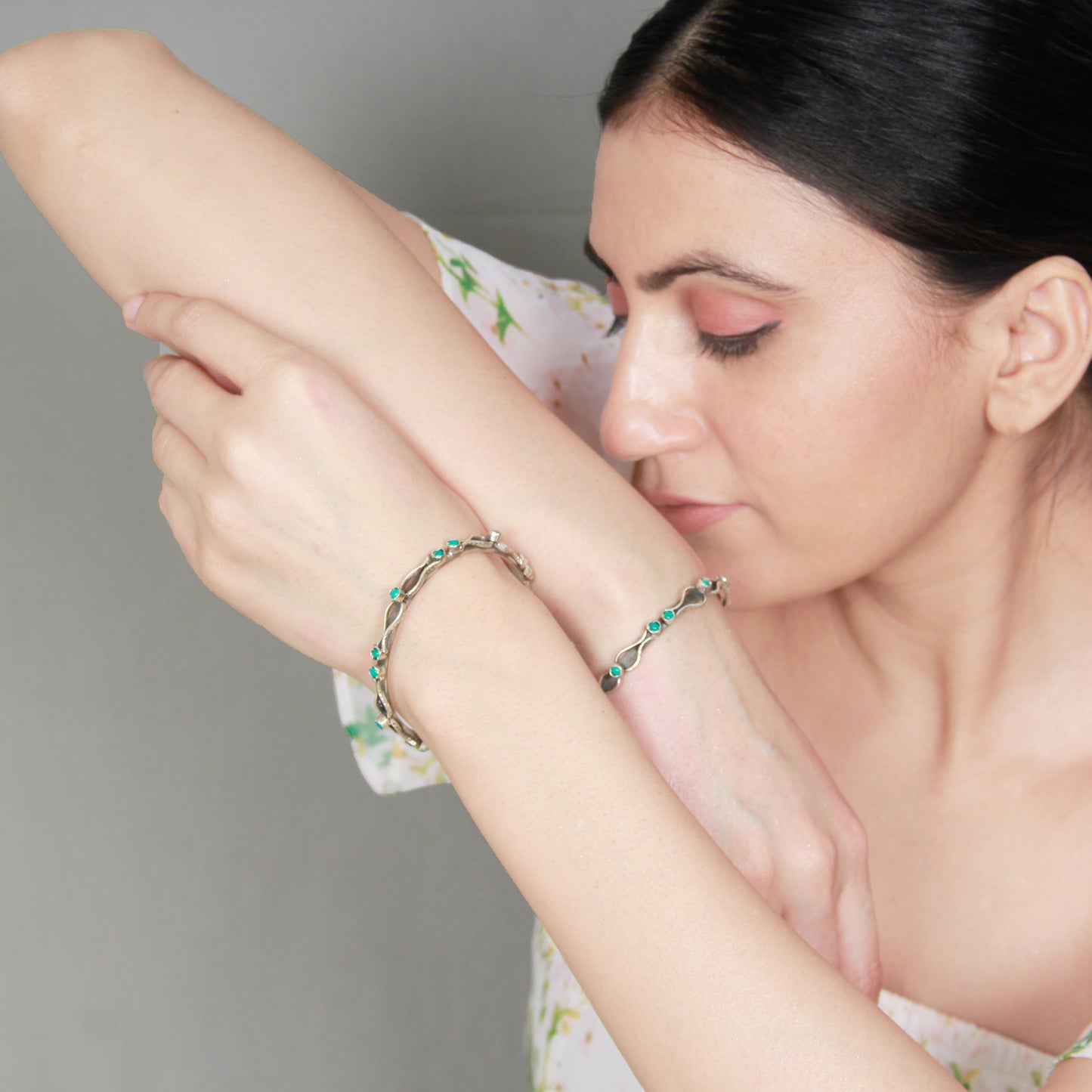 Sangeeta Boochra Tribal Silver Bracelet With Turquoise