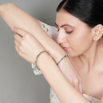 Sangeeta Boochra Tribal Silver Bracelet With Turquoise