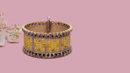 Charbagh - Silver Fareena Floral Bracelet