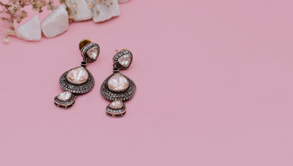 Charbagh - Silver Roxana Moissanite Drop Earrings