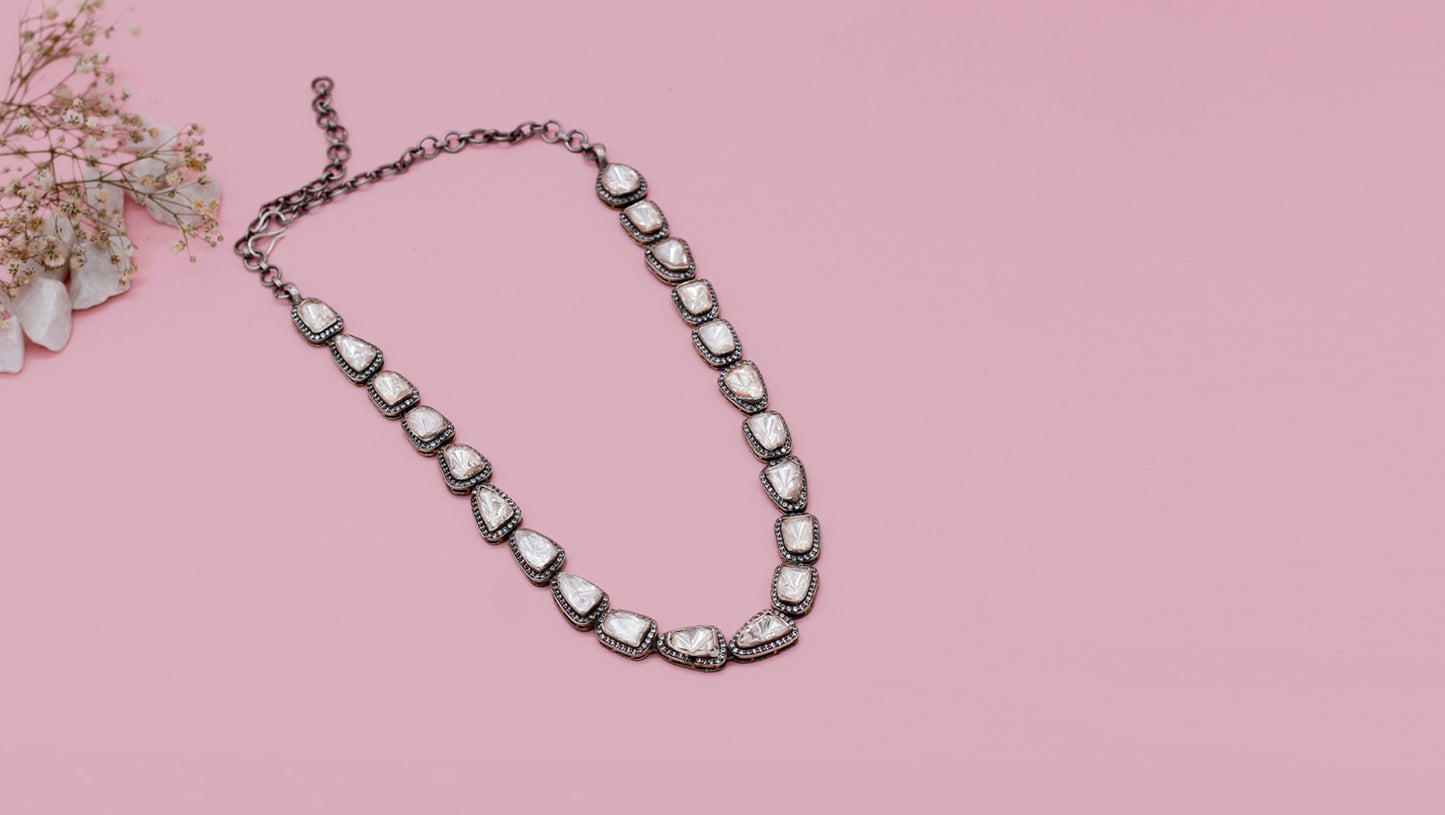 Charbagh - Silver Moissanite Cyra Necklace