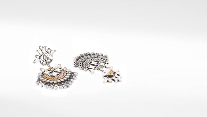 Afra Silver chandbali with kundan