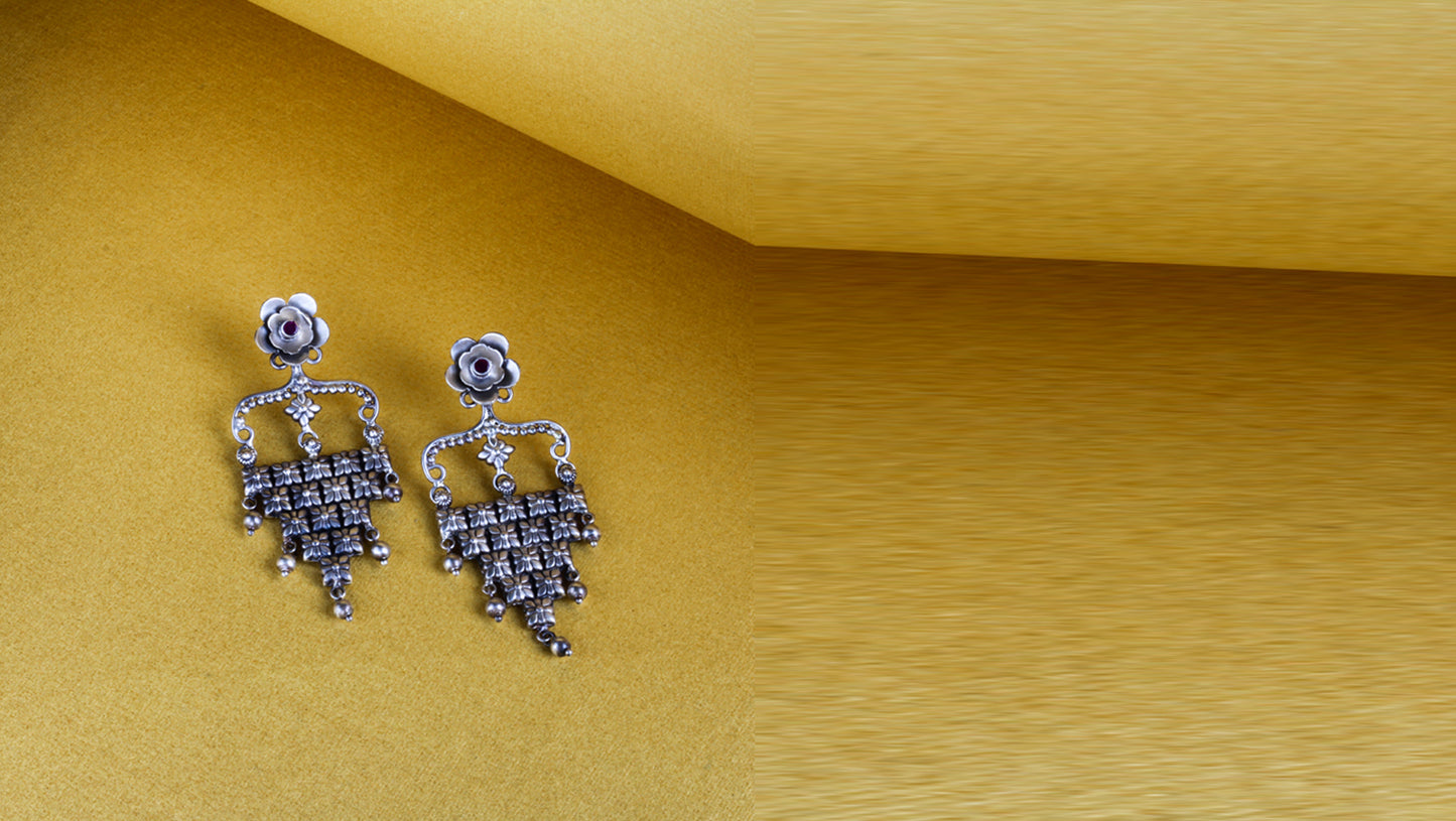 Rosa Silver Ghungroo Danglers