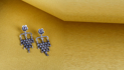 Rosa Silver Ghungroo Danglers