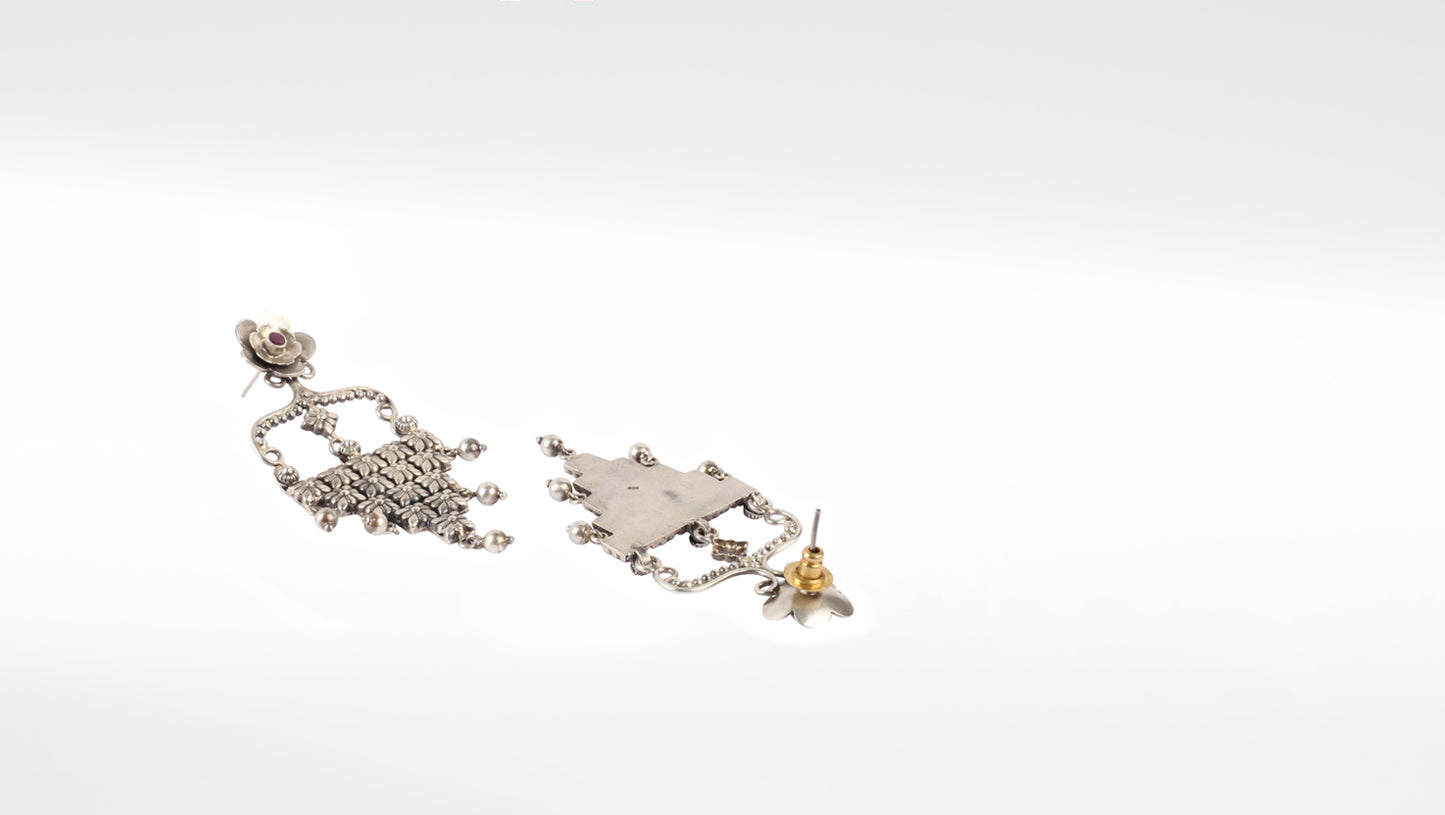 Rosa Silver Ghungroo Danglers