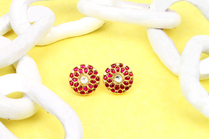 Sangeeta Boochra Gold Plated Ruby Flicker Studs