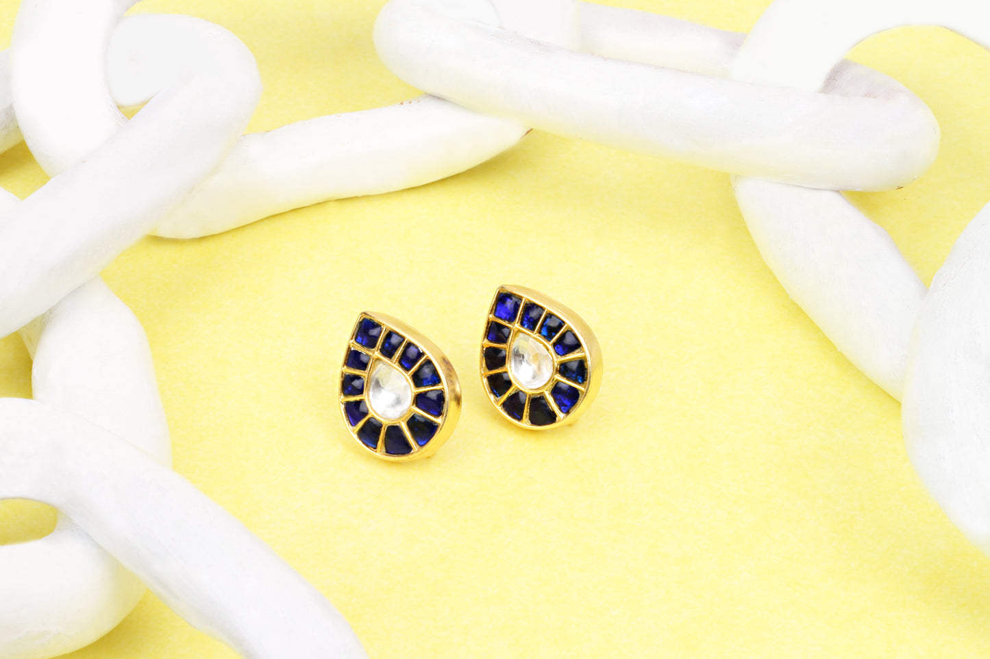 Sangeeta Boochra Gold Plated Blue Stone Studs