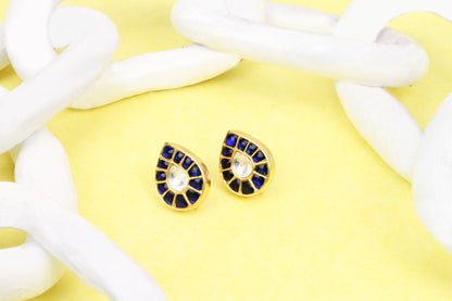 Sangeeta Boochra Gold Plated Blue Stone Studs