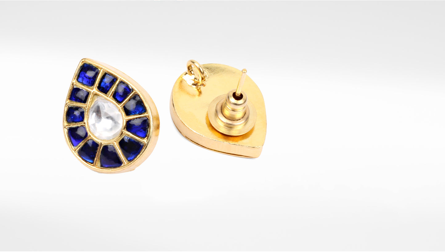 Sangeeta Boochra Gold Plated Blue Stone Studs