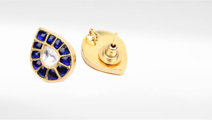 Sangeeta Boochra Gold Plated Blue Stone Studs