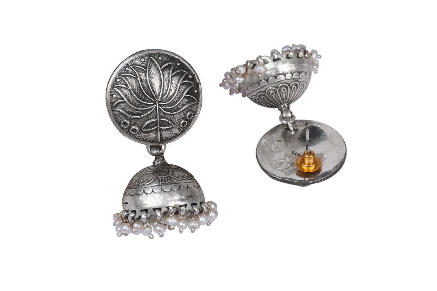 Iris Silver Jhumkas