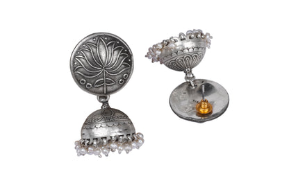 Iris Silver Jhumkas